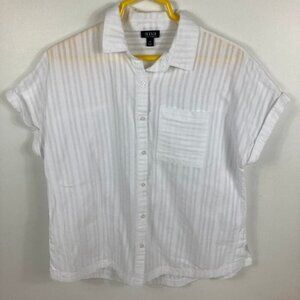 Womens Ana Sleeve Cap Cotton Shirt White XS